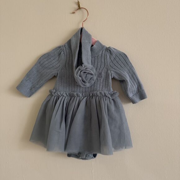 GAP baby girl Sweater Onesie with Tulle Skirt and matching Headband - Picture 1 of 6